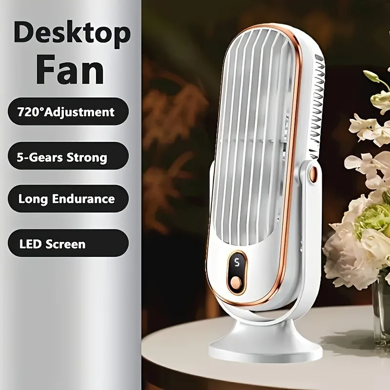 

Desktop Electric fan Rechargeable Portable Home Air Conditioning Fan 5-Speed 720° Swivel Outdoor Camping Air Cooler Table Fans