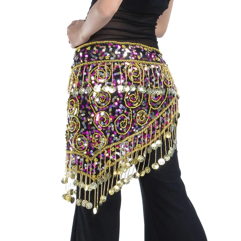 

Belly Dance Hip Scarf Triangle Towel Multi Layer Tassel Beaded Waist Chain Group Versatile Practice Stage Performance Show Prop