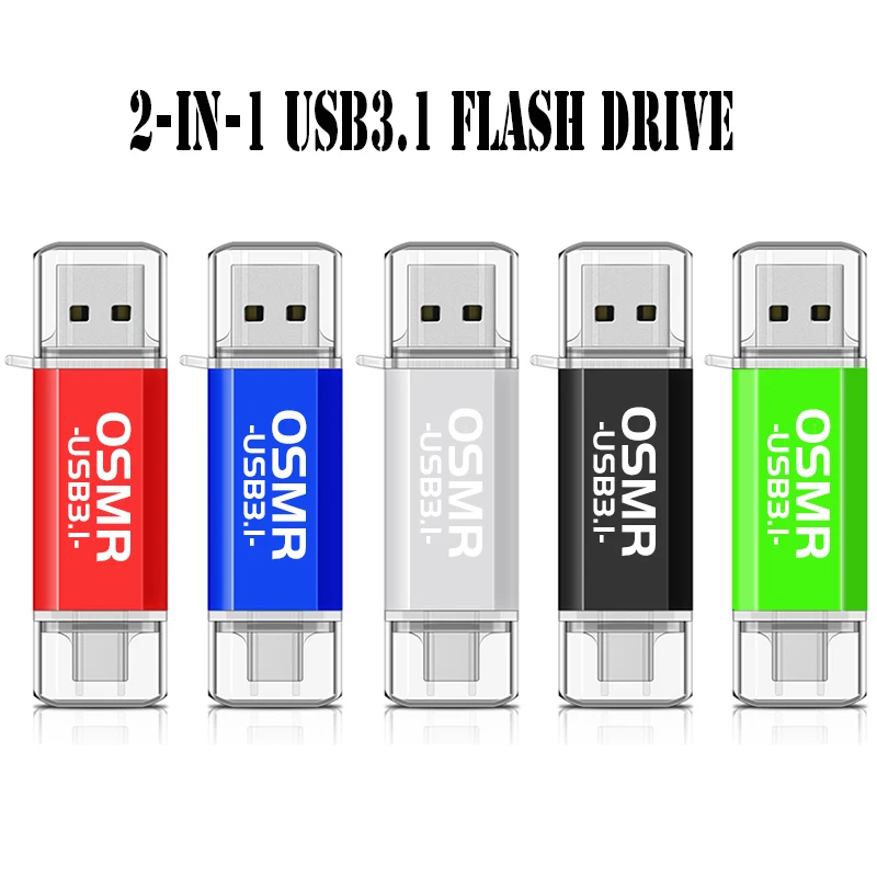 新型Type-C 2in1 OTG 128GB 64GB 32GB ペンドライブ 高速USBフラッシュドライブ OTGペンドライブ USB3.1 2in1 Type-C OTG USBフラッシュドライブ