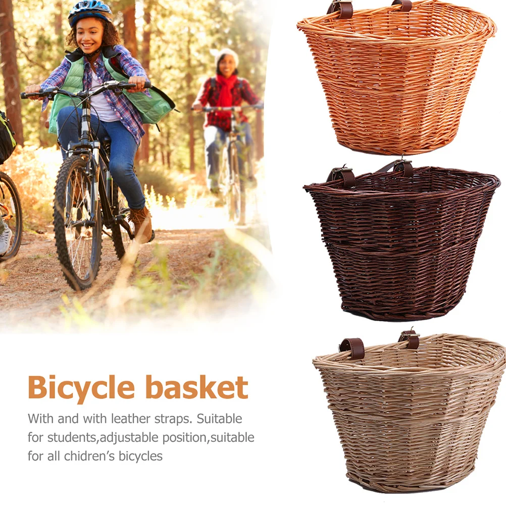 

Bicycle Basket D Shape Natural Willow Front Handlebar Storage For Adult Heavy Duty Wicker Rattan Front Basket Cycling