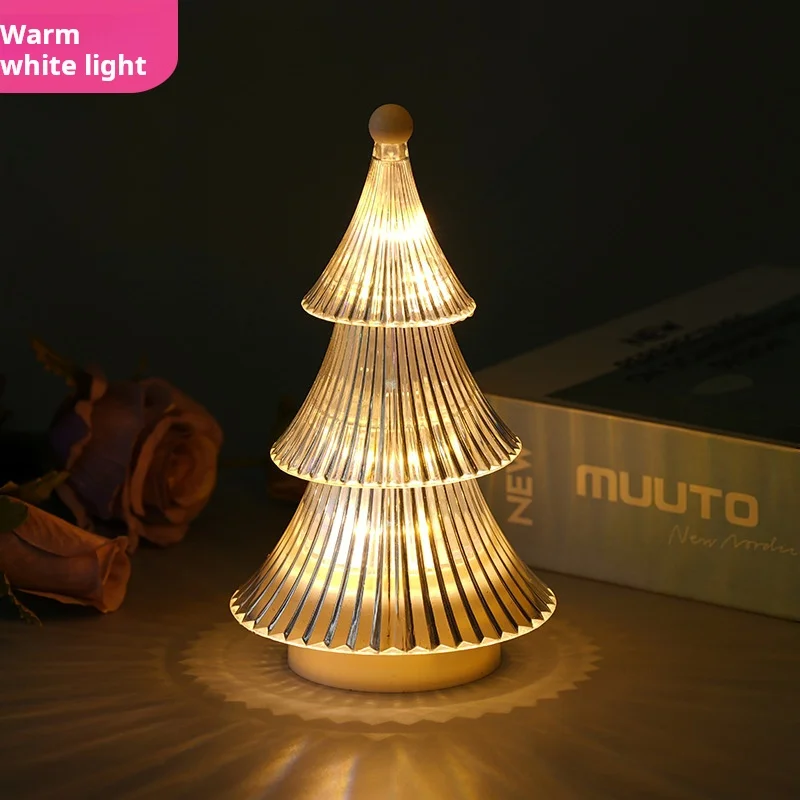 Three-tiered Christmas Tree Night Lamp Diamond Crystal Pagoda Night Lamp Bedroom Ambiance Lamp Christmas Decorative Light