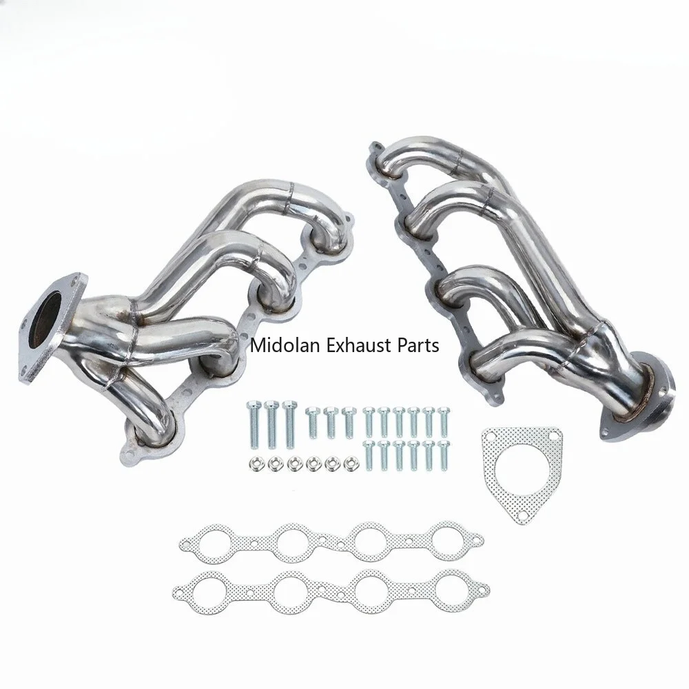 Shorty Exhaust Header Manifold For 02-16 Chevy Silverado 1500 2500HD 3500HD 4.8 5.3 6.0L
