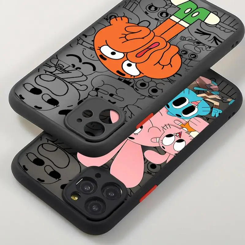 Cute Darwin-Gumball-Richard Watterson Matte Phone Case For iPhone 15 14 11 Pro Max 13 12 Mini XR X SE 7 8 6 6S Plus Translucent