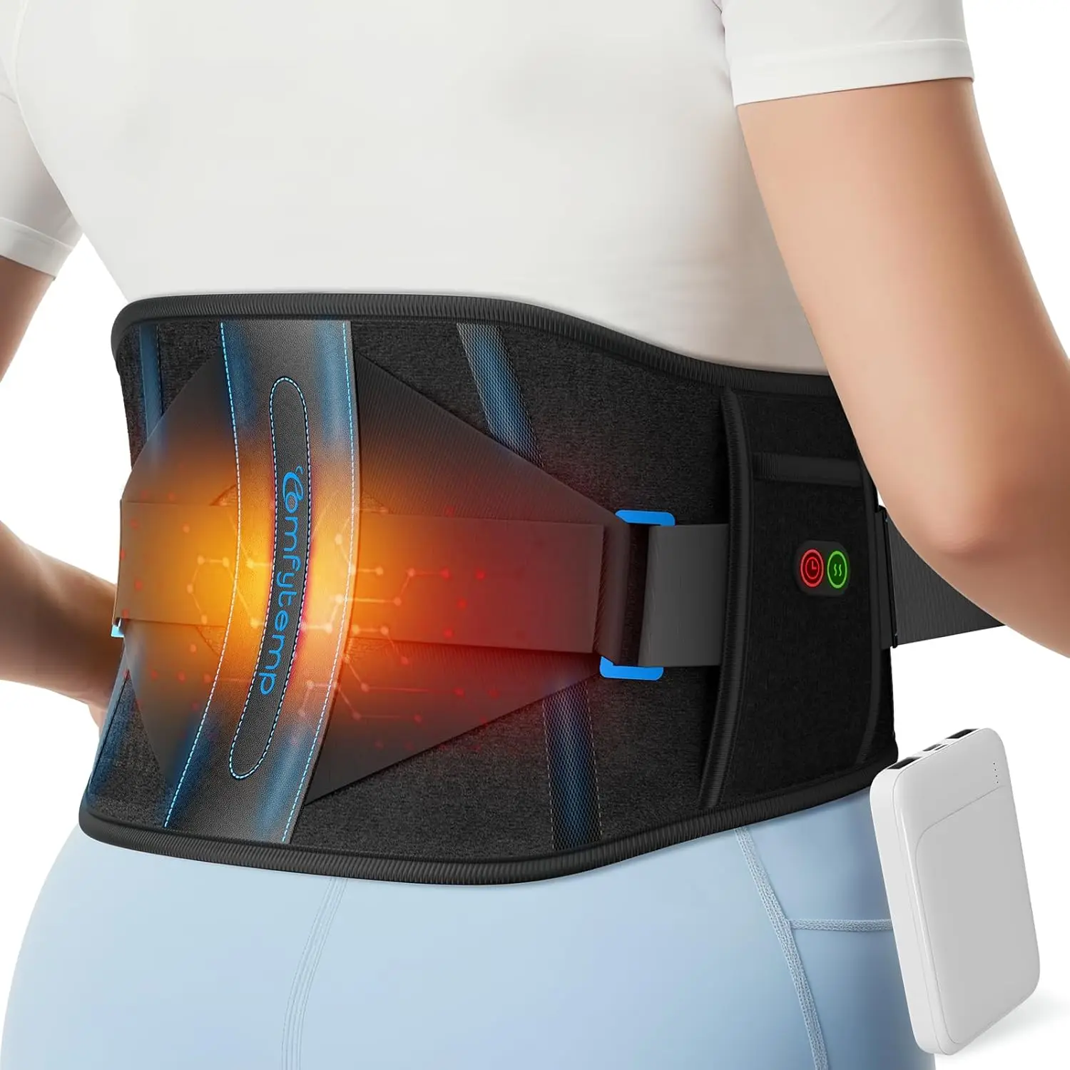 

Wireless Heating Pad with Back Support, Rechargeable Waist Belt for Lower Back Pain Relief, 3 Heat Settings & Timer