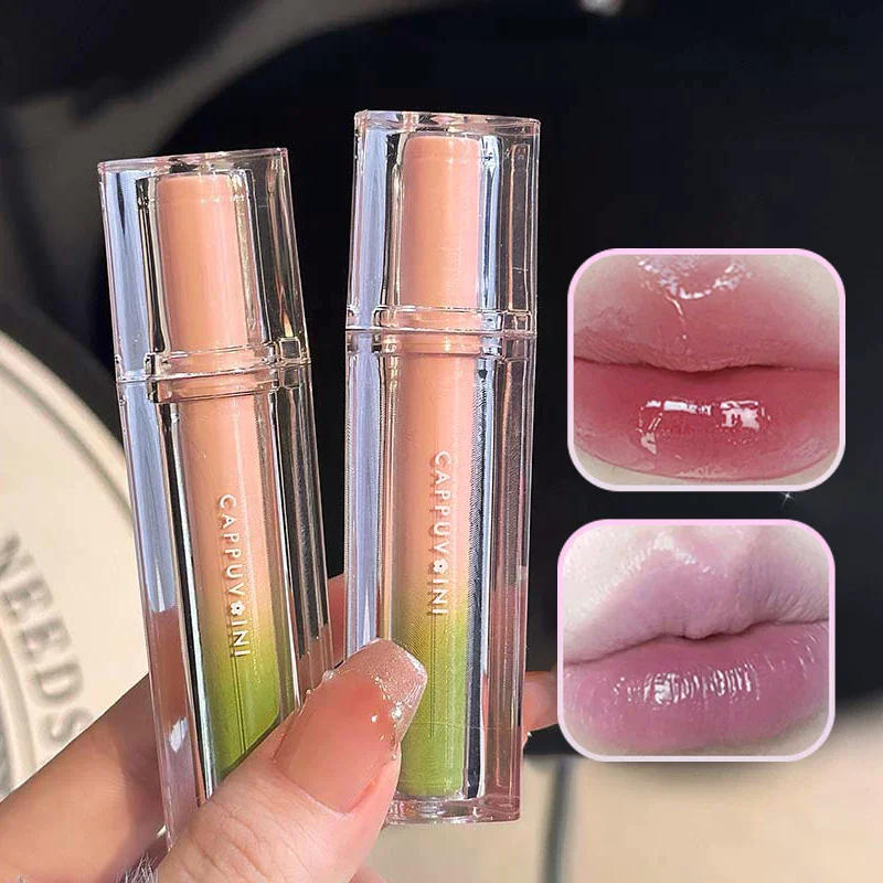 Cappuvini Nude Purple Mirror Lip Glaze Long-Lasting Non-Fading Hydrating Liquid Lipstick Water Texture Skin-Brightening Lip Tint