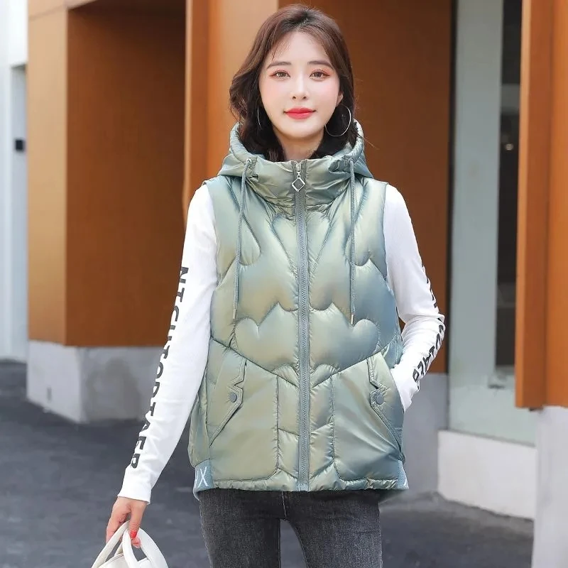 Chaleco acolchado para mujer, Parka informal con capucha, chaqueta sin mangas, prendas de vestir exteriores impermeables, otoño e invierno, novedad de 2024