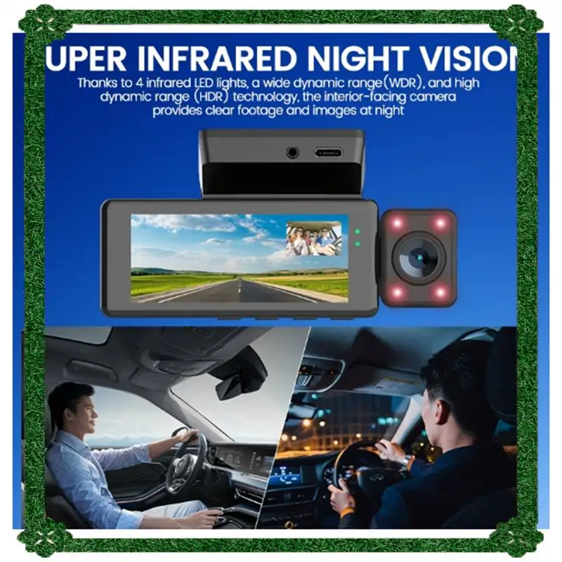 24-Hour Delivery HD 3.16 Inch Car DVR 3 Lens Vehicle Dash Cam Three Way Camera DVR Recorder Video Mini Dashcam Camcorder