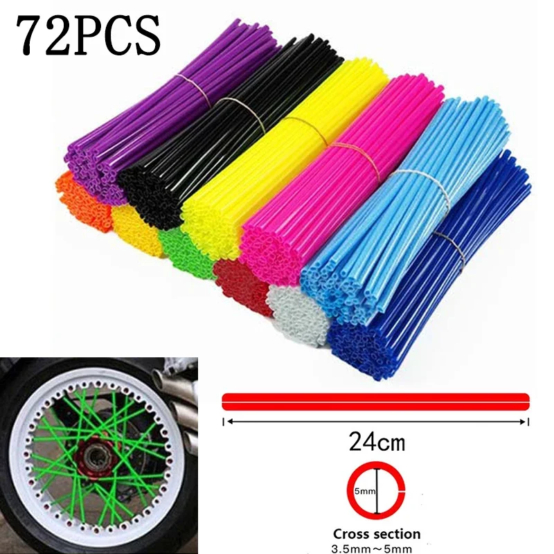 

72Pcs Universal Motorcycle Wheel Rim Spoke Skins Covers Wrap Tubes Decor Protector Kit for KTM Yamaha Honda Motobike Accessories
