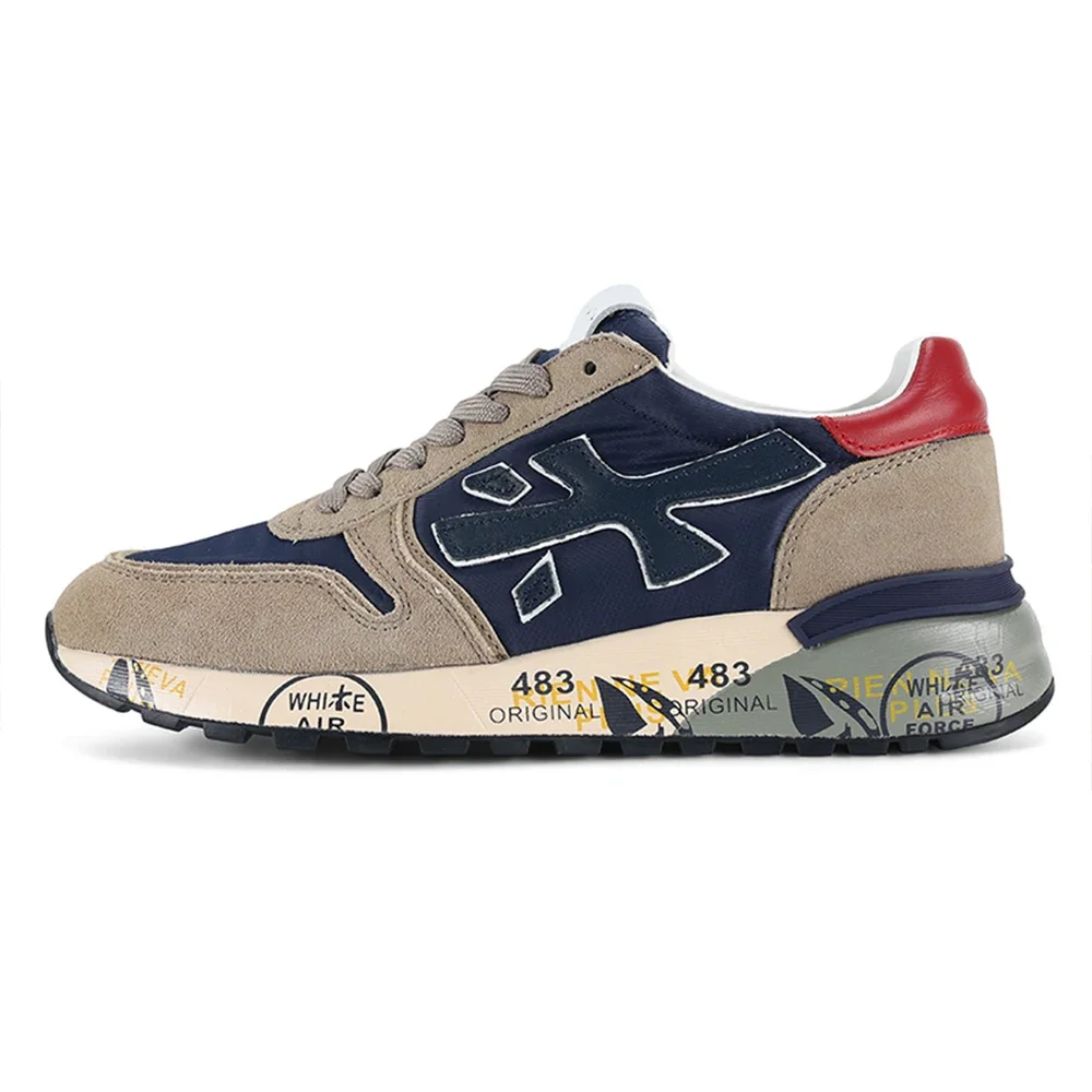 

PREMIATA Men's Fashion Retro Light Luxury Velvet Mesh Breathable Jogging Shoes Trendy Versatile Lightweight Casual Sports Shoes