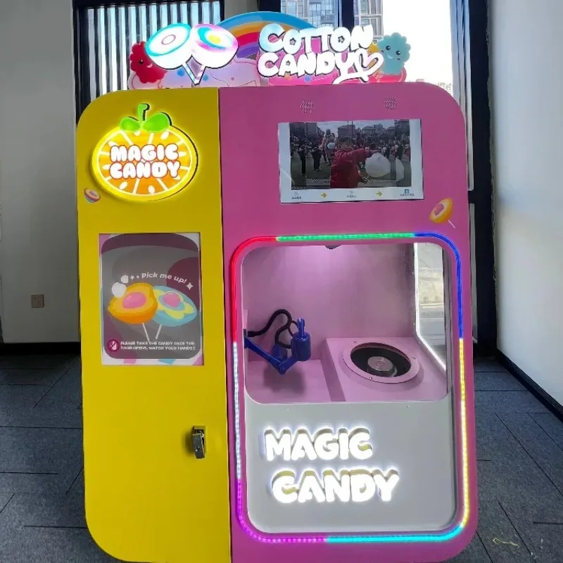 Commercial Cotton Candy Vending Machine Automatic Candy Floss Maker Smart Kiosk With Fast Production System