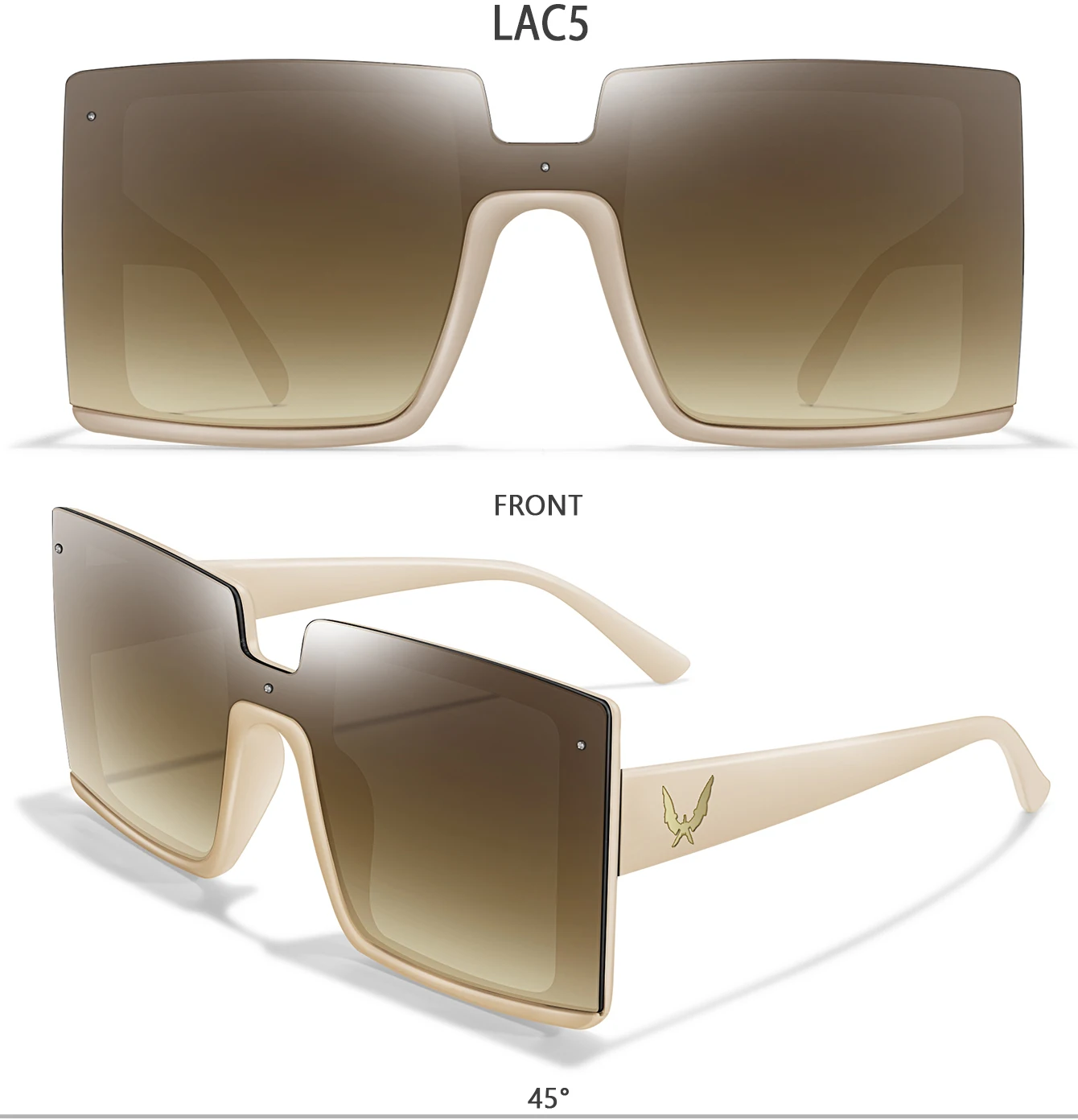 Modische quadratische Sonnenbrille für Damen, große, trendige Sonnenbrille für den täglichen Gebrauch, Einkaufen, Selfie, Party, Reisen, Strand – ohne Box – Detail 8