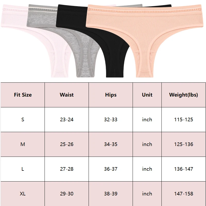 FINETOO 3PCS Cotton Striped Underwear for Women Sexy Hollow Out Waist Briefs Female Stretch Low Rise Lingerie Solid Panties S-XL