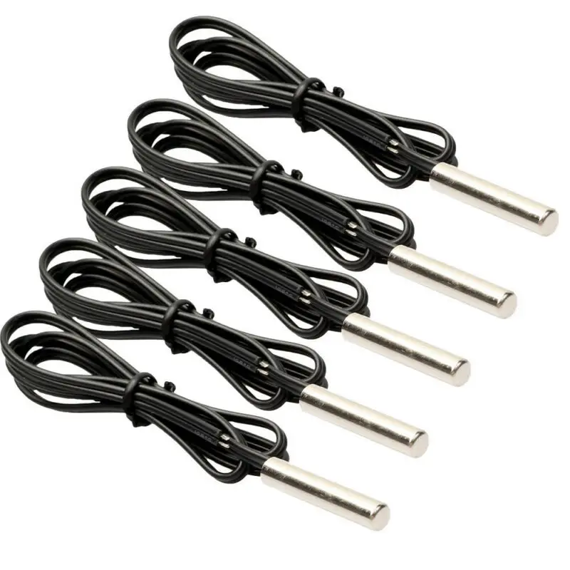 5pcs 10K Ohm 1percent 3435 Thermistor Temperature Sensor Cylinder Probe 0.5M Wire For Household Air Conditioners