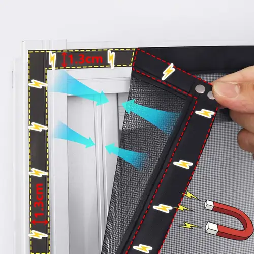 Magnetic Window Mosquito Net Black Mosquito nets for window Screen Customized size glass fiber invisible Mesh insect Curtains - Image 2