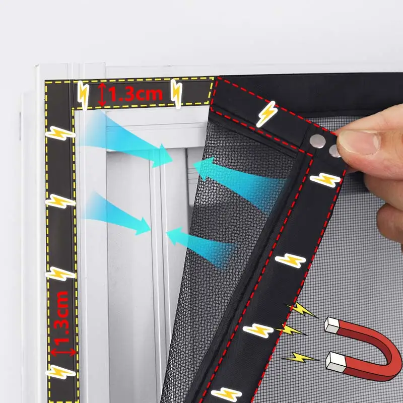 Magnetic Window Mosquito Net Black Mosquito nets for window Screen Customized size glass fiber invisible Mesh insect Curtains - Image 2