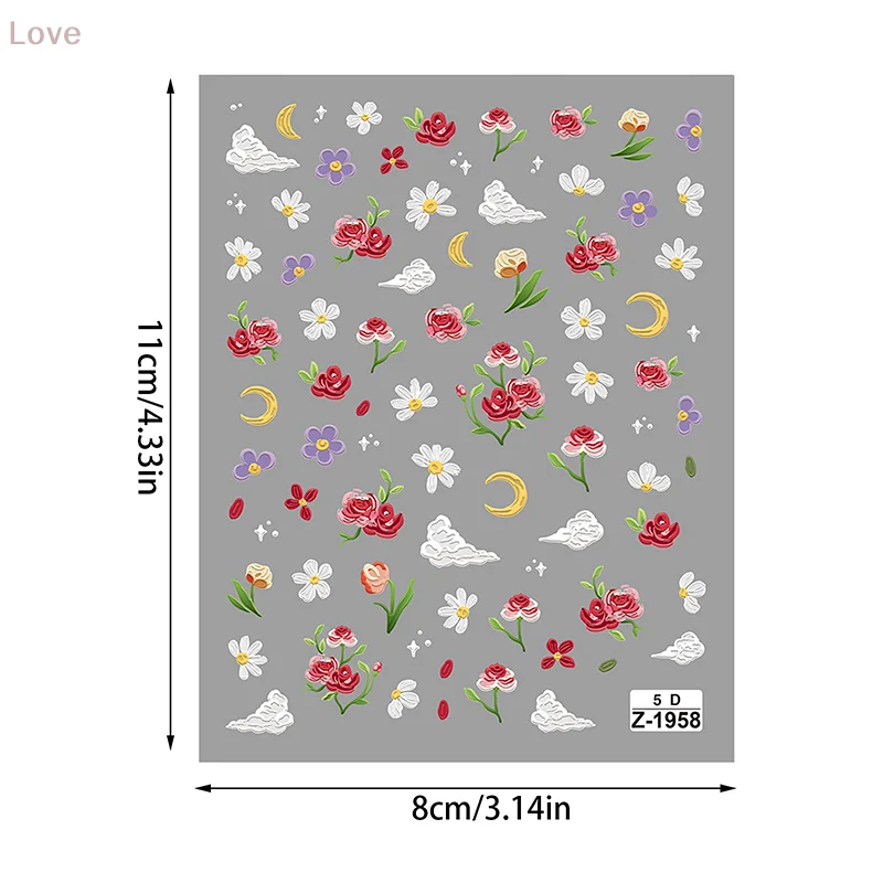 [L&P] وردة حمراء زهرة الربيع زهرة صغيرة القمر والسحابة مسمار الفن ملصقات لاصقة مانيكير الديكور