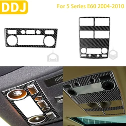 For BMW 5 Series E60 2004-2010 Accessories Carbon Fiber Car Interior Roof Reading Light Set Speak Panel Trim Sticker Decoration