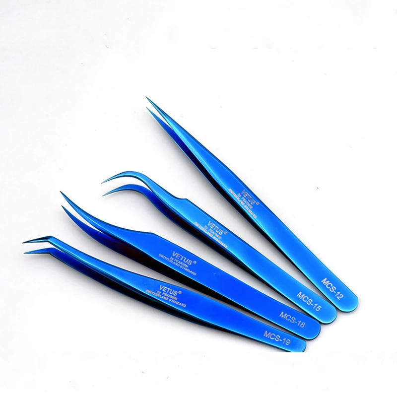 100%Vetus MCS Series Dream blue colors Premium Beauty Makeup Tweezers for Eyelashes Extension Pinzas Super precision