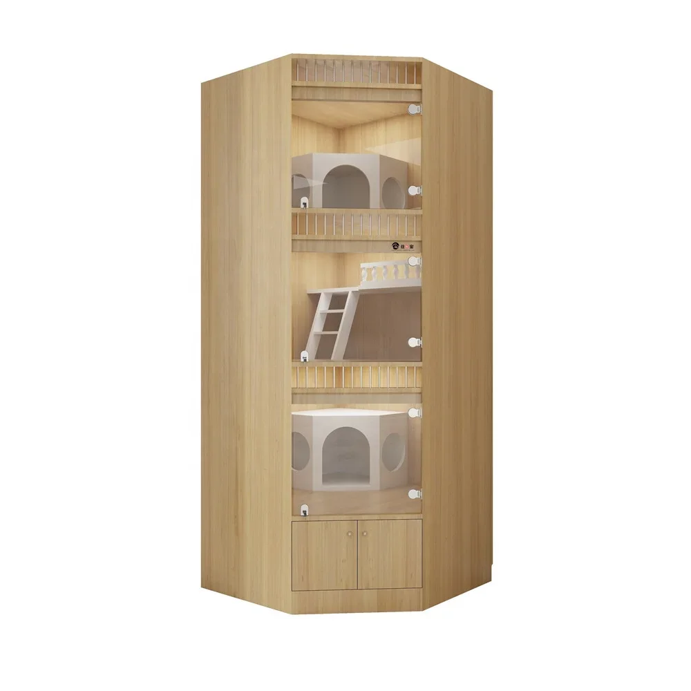 

#JHousehold Luxury Balcony Pet Villa Indoor Cat Cages House Living Room with Cat Toilet Litter Box