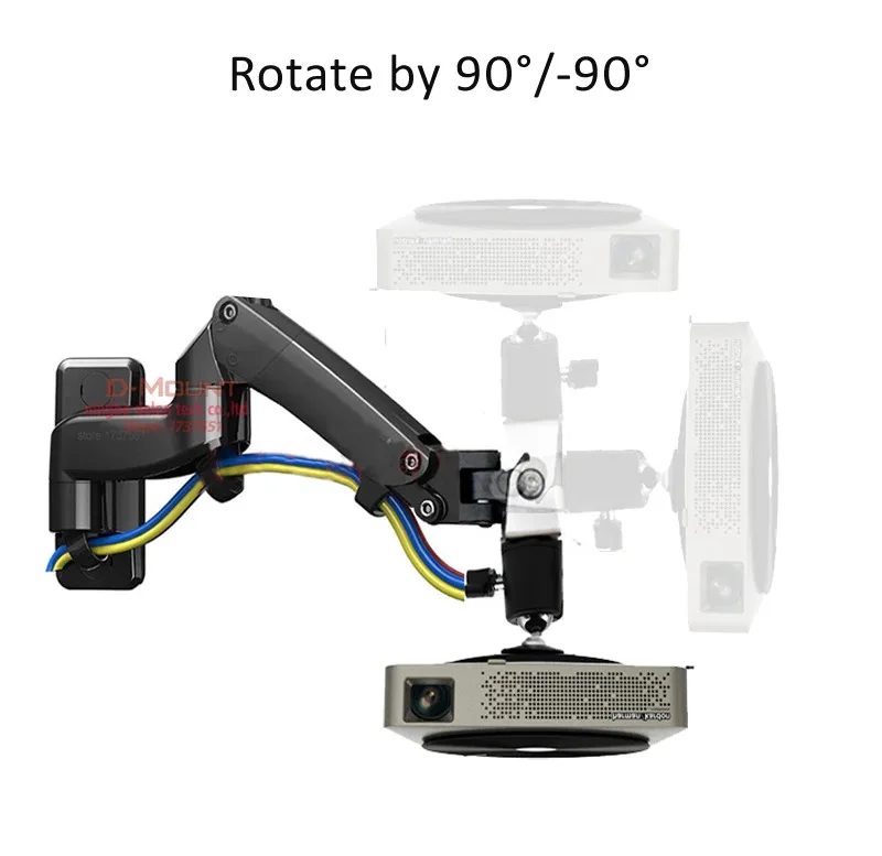 F150PR-A 2-7kg 3-12kg Gas spring projector mount wall bracket full motion rotate aluminum with projector hook tray 1/4 screw