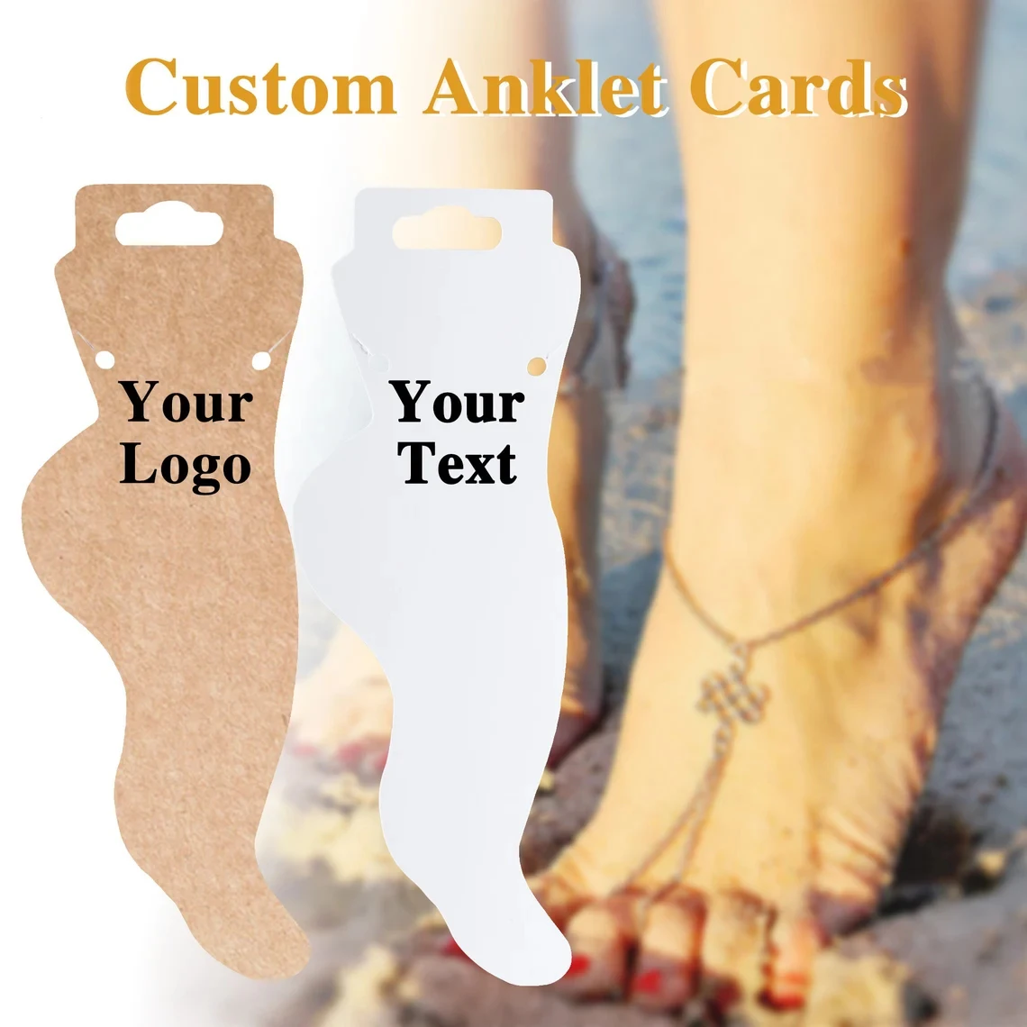 Custom Anklet Cards, Customisable Jewelry Display Card, Ankle Bracelet  Display Card, Custom Jewelry Tags