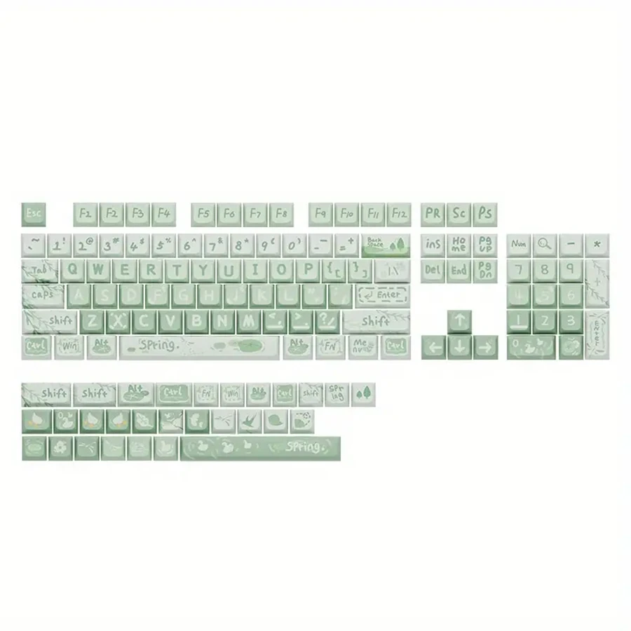 Keycaps PBT-materiaal Mechanisch toetsenbord Keycap Sublimatieproces Warmteoverdrachtproces Lente Groen Thema Kleurenpatroon