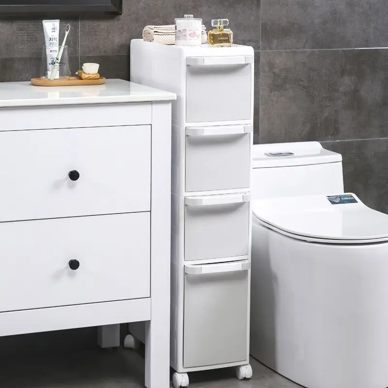 Removable Bathroom Corner Floor Cabinet Toilet Vanity Cabinet Narrow Bath Sink Organizer Towel Storage Shelf for Paper Holder