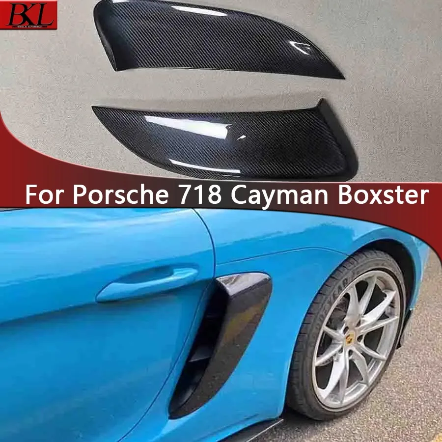 Carbon Fiber For Porsche 718 Cayman Boxster Set Auto Fender Side Air Vent Side wind knife Outlet Cover Upgrade body kit