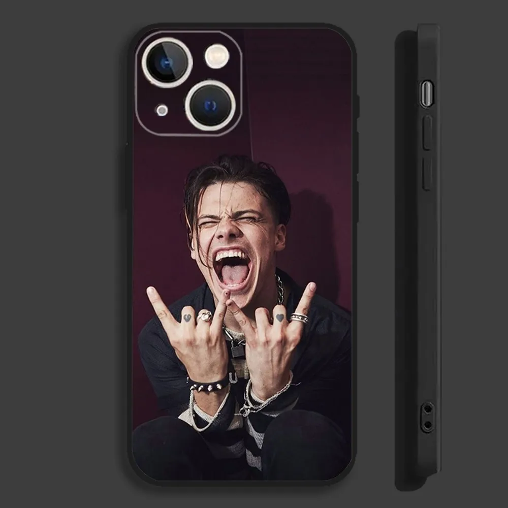 Etui na telefon Singer Y-Yungblud YB do iPhone 16,15,14,13,12,11, Pro, Max, Plus, Mini, X, XS, XR, 8,7,6, S, SE Miękkie czarne etui