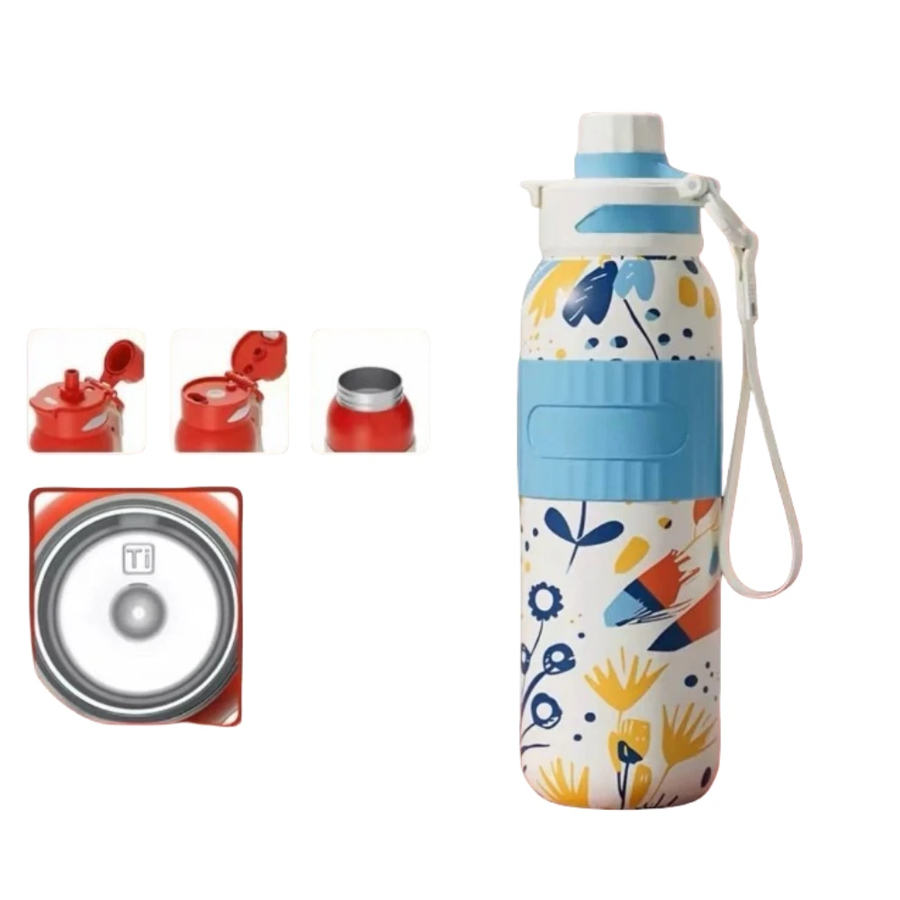 대용량 순수 티타늄 컵 럭셔리 밀짚 모델 휴일 선물 남성과 여성을위한 휴대용 트리플 마시는 스포츠 절연 컵