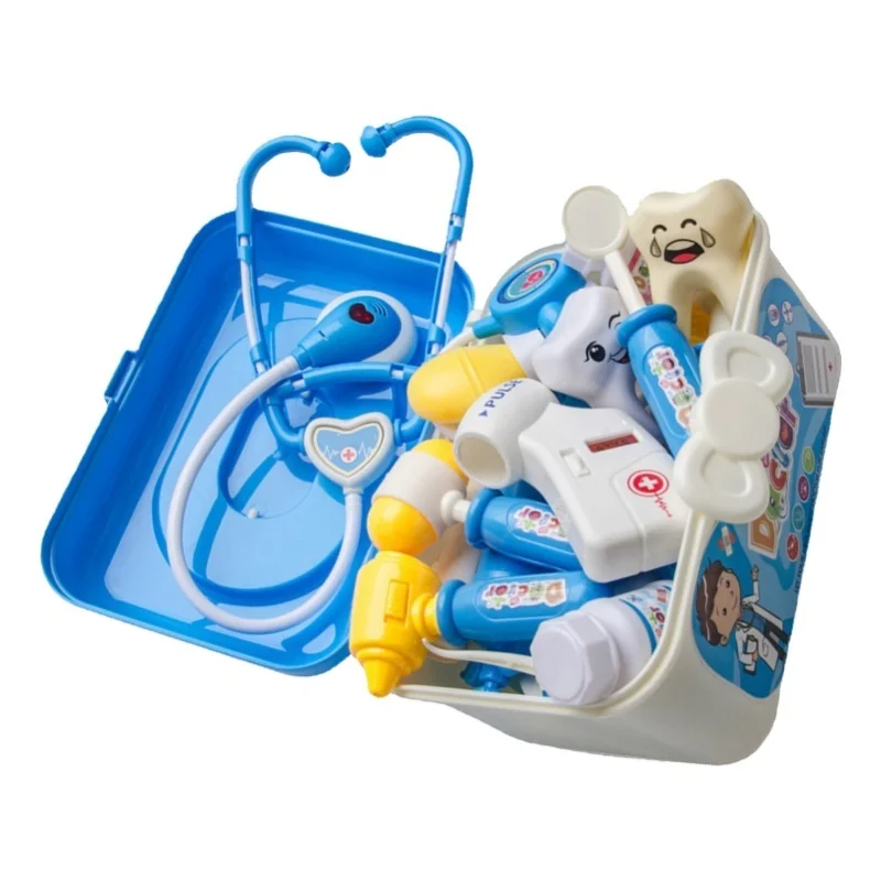 33Pcs Kids Doctor Kit Blue Safe Durable Plastic Play With Imagination Kids Doctor Playset For Home School Education
