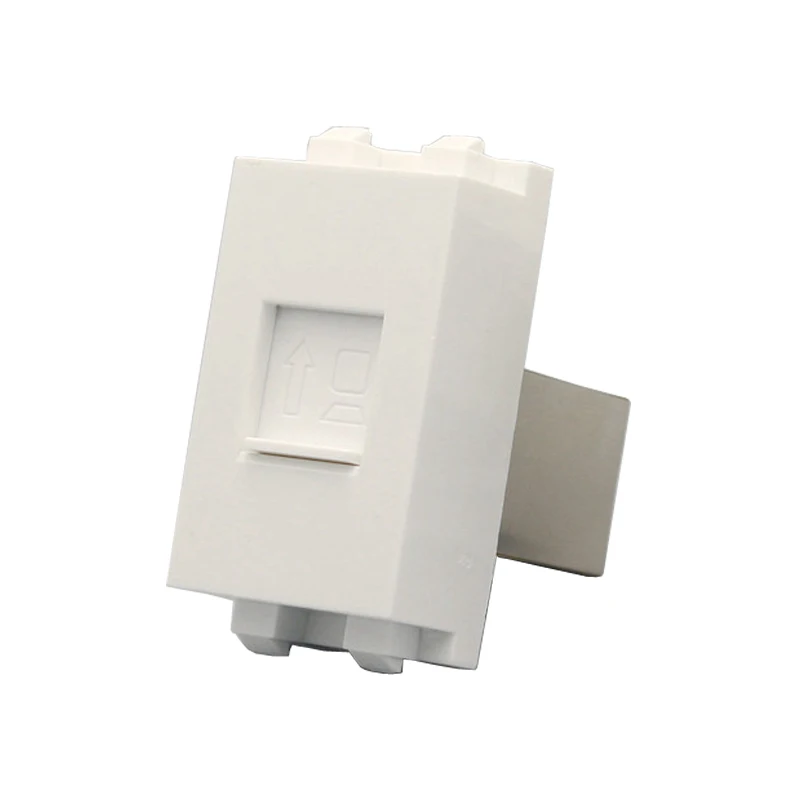 Pass Through Shield CAT6 RJ45 LAN Slot Plug 23x36mm Network Extension Shielded Ethernet Module In White For Wall Faceplate Panel