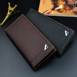 New Men's Wallet Men's Long Wallet Multi Card Slim Fashion Litchi Pattern Soft Leather Wallet Large Capacity Suit Bag