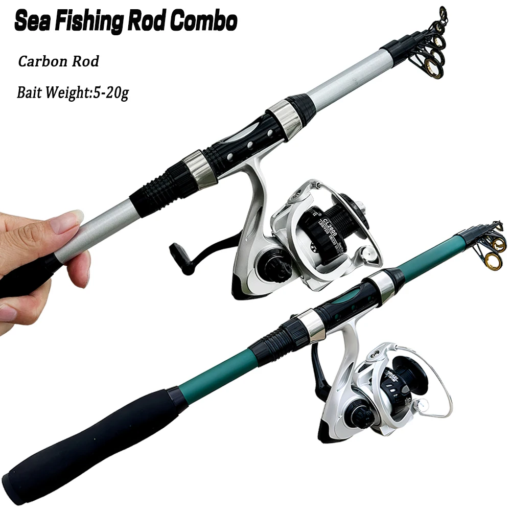 New Fishing Rod With Reel Set 1.8m Long-range Throwing Short Sea Rod  5.2:1 Gear Ratio 2000Series Reel Fishing Accessories Kit