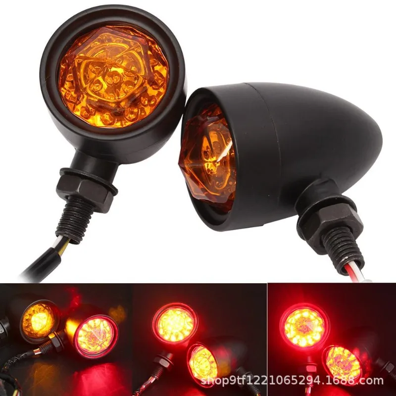 

Motorcycle turn signal aluminum alloy classic retro LED bullet turn signal indicator light