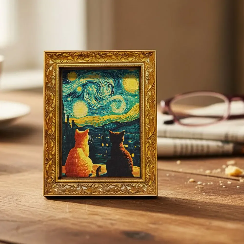 Kunst-Katzen-Kühlschrankmagnet, Katzen-Magnet mit Sternenhimmel-Motiv, niedliche Heimdekoration für Küche, Kühlschrank und Whiteboard, interessantes Geschenk – Detail 7