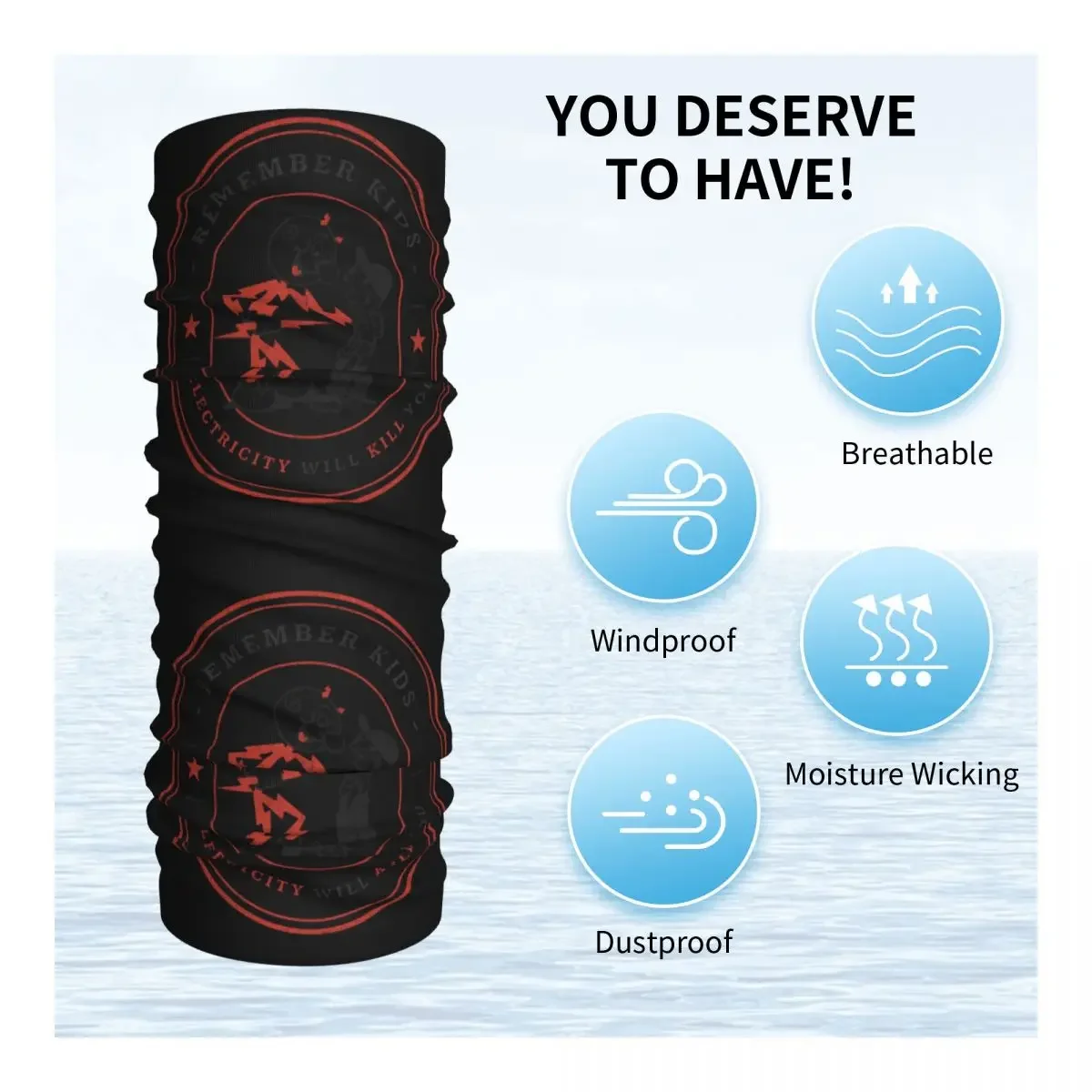 Remember Kids Electricity Will  Bandana Neck Warmer Men Women Winter Hiking Ski Scarf Gaiter Face Cover
