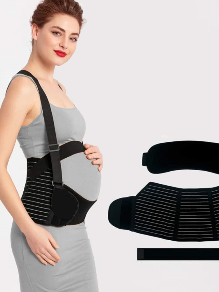 Cinturón de cuidado Abdominal especial para mujeres embarazadas, soporte doble para espalda, Abdomen, correa de hombro, Lumbar ajustable, M-XXL negro