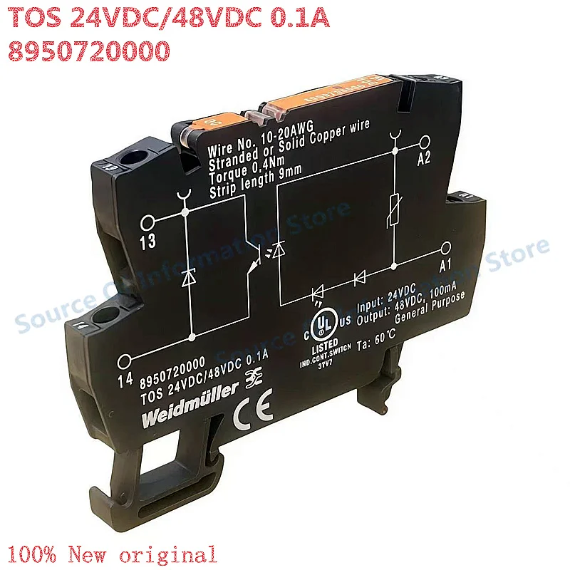 Weidmüller TOS 24VDC/48VDC 0.1A Solid State Relay Module 8950720000 DIN Rail Optocoupler Isolation Relay
