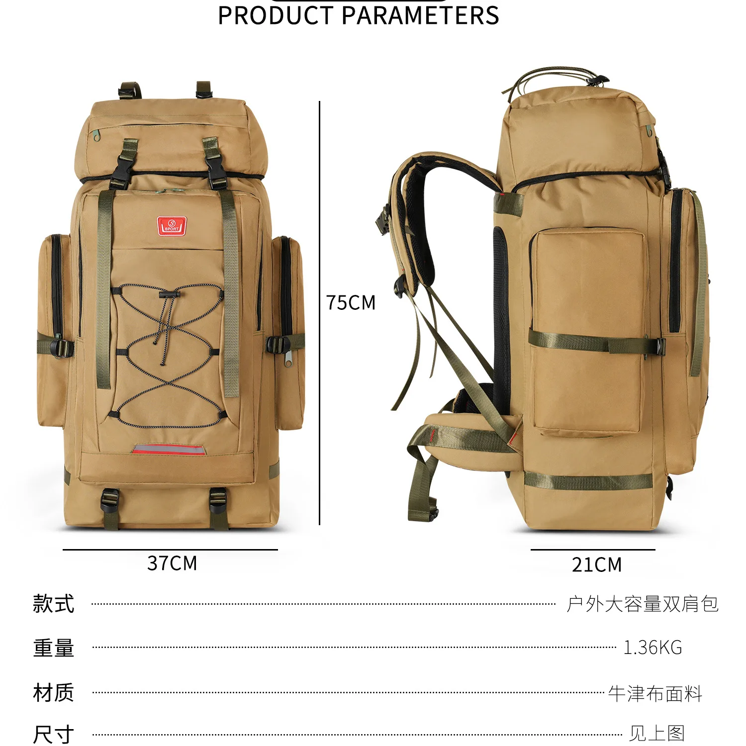 80L Tactical Hiking Backpack Men Large Capacity Water Resistant Rucksack Molle Outdoor Travel Daypack for Camping Trekking Bag