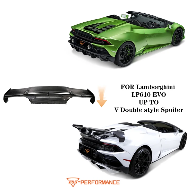 Custom Auto Part Koolstofvezel Spoiler voor Lamborghini LP610 EVO Nieuwe Upgrade V Dubbele Stijl Achtervleugel Spoiler