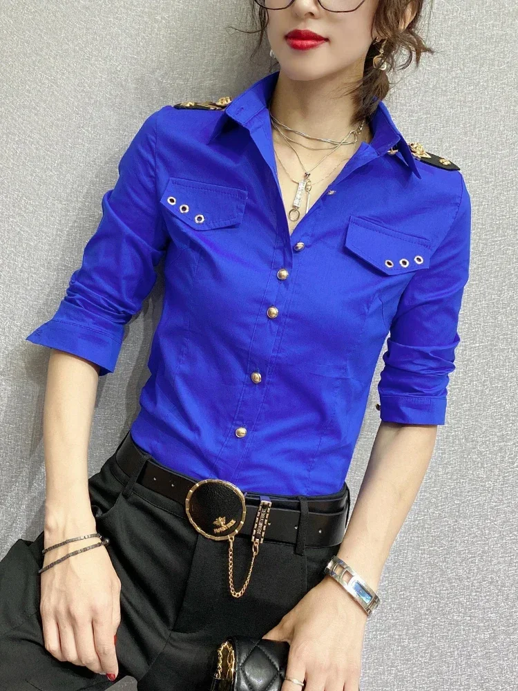 Slim Green Professional Shirt Fashion Women Green Tops  Womens Tops  Blusas Femininas Elegantes