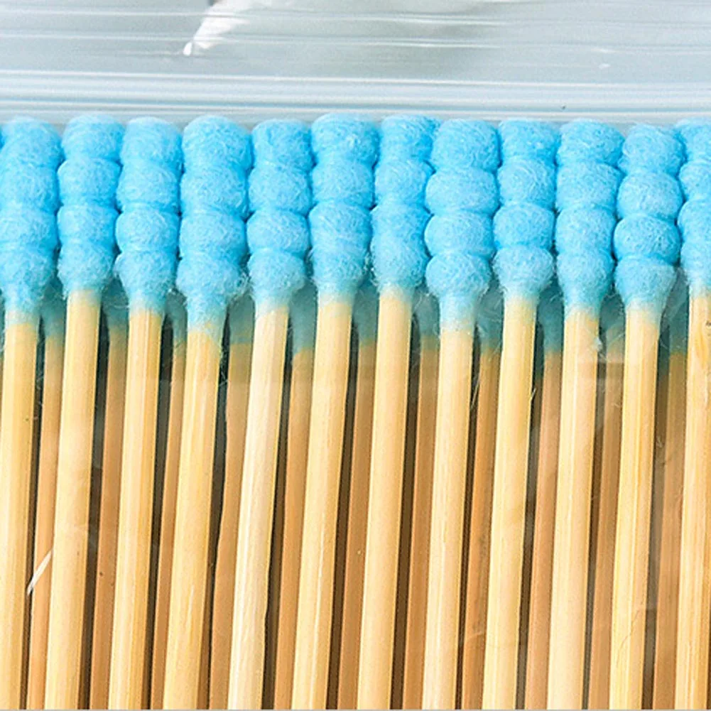 100PCS Disposable Cleansing Cotton Sticks Double Head Dust-free Swabs Ear Pick Cotton Buds With  Thread Makeup Tool Accessories