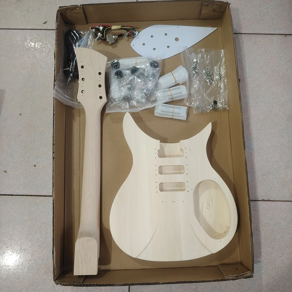 325 Kit chitarra elettrica fai da te RICKEN, legno trasparente, accessori completi, consegna veloce