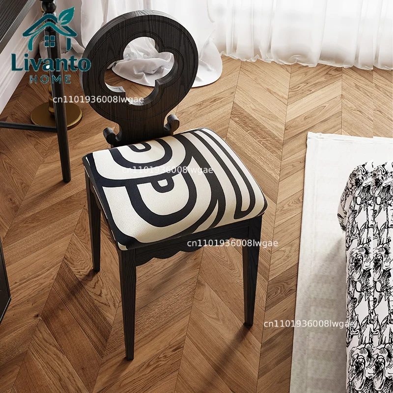 

Middle Ancient Style Solid Wood Kitchen Dining Chairs Internet Famous Designer Style Living Room Chair Bedroom Makeup Chairs