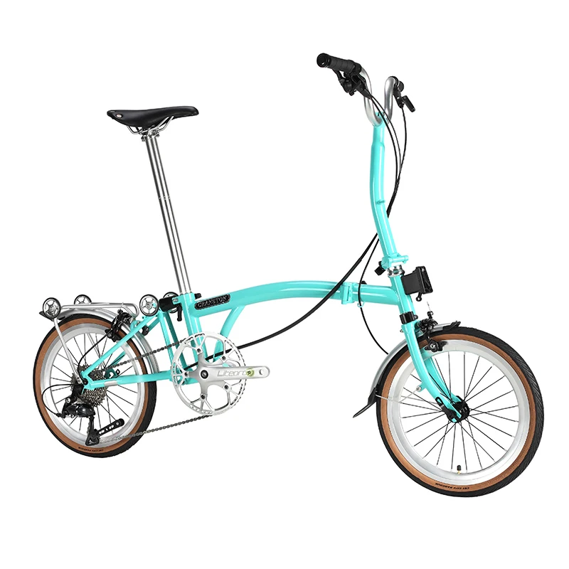 CRANSTON Road Bicycle 16 inch 9 Speed Carbon Steel Frame Folding Bike Adjustable 53T Dual C-Brake City Folding Bike