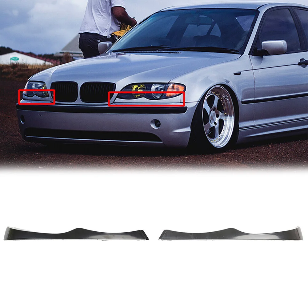 Headlight Eyebrow Lower Trim 2 Pieces for BMW E46 325i 330i 325xi 330xi Sedan 2001 2005 ABS Material Exterior Headlamp Moldings