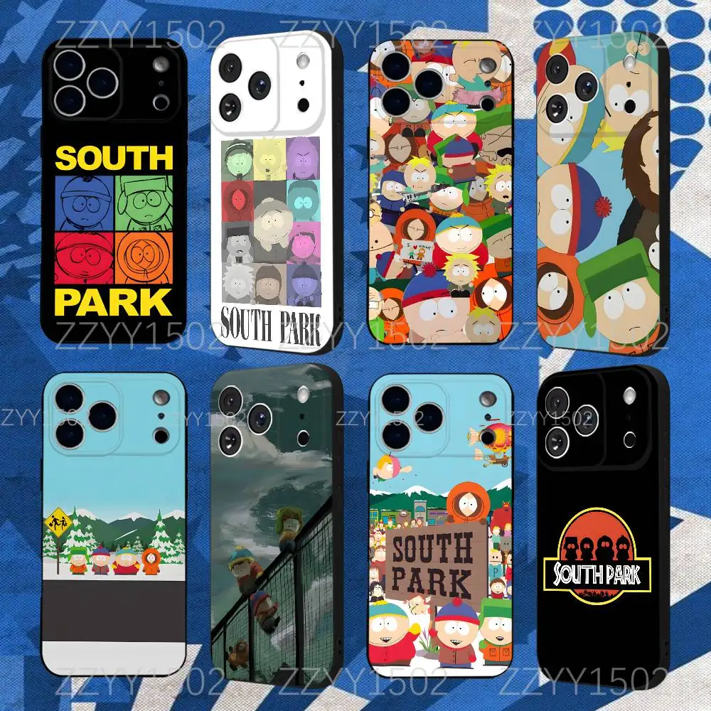 

Cartoon S-South P-Park Phone Case For iPhone 17,16,15,14,13,12,Pro,Max,Plus,E,SE4,Air,Mini Black Funda Shell