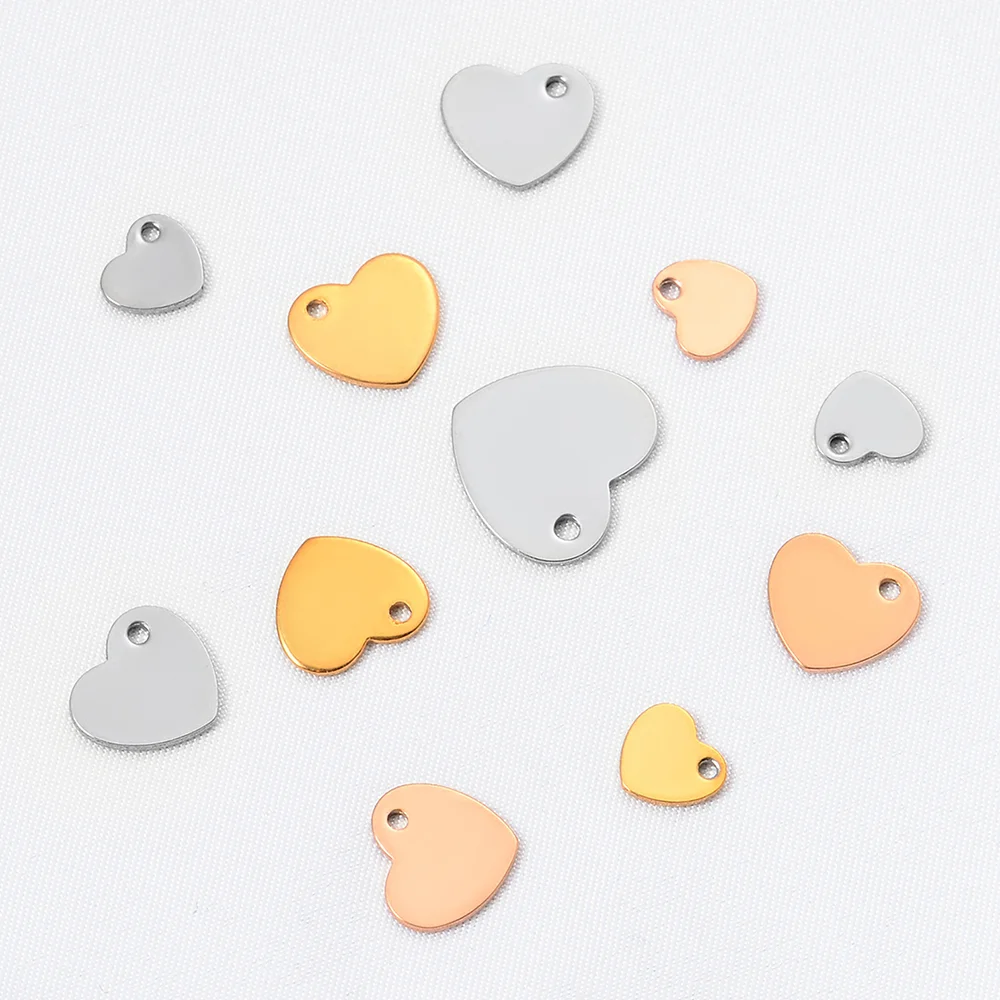 20 Stück/lot Edelstahl-Herzanhänger zum Stempeln, Rohling für DIY-Schmuckherstellung für Halskette, Armband oder Fußkette – Detail 5