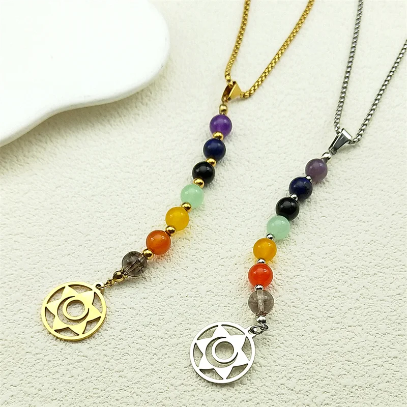 

7 Chakra Yoga Svadhishthana Necklace for Women Girls Hinduism Colorful Stone Beads Necklaces Reiki Healing Balancing Jewelry